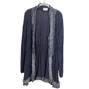 Jamie Gries Sweater Women M Black Cardigan Boho Artsy Western Classic Neutral